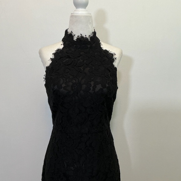 Eliza J Black Lace High Neck Sheath Midi Dress Size 4 - Picture 7 of 16